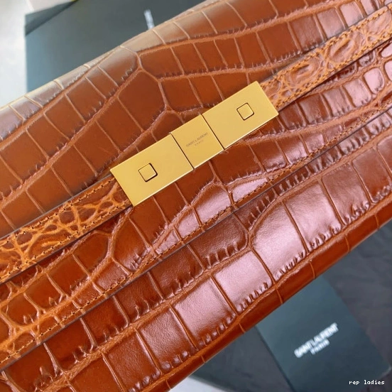 Repladies REP YSL CROCODILE-EMBOSSED MANHATTAN CLUTCH IN LEATHER 0712